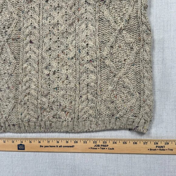 Vintage Thomas Keeling Cable Knit Sweater Speckled Wool Beige Size Chest 35" - Picture 7 of 10